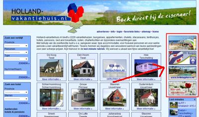 Banner voorbeeld voorpagina www.holland-vakantiehuis.nl