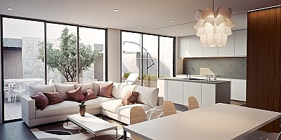 Gietvloeren en betonlook vloeren in je vakantiehuis afgewerkt met gietvloer plinten
