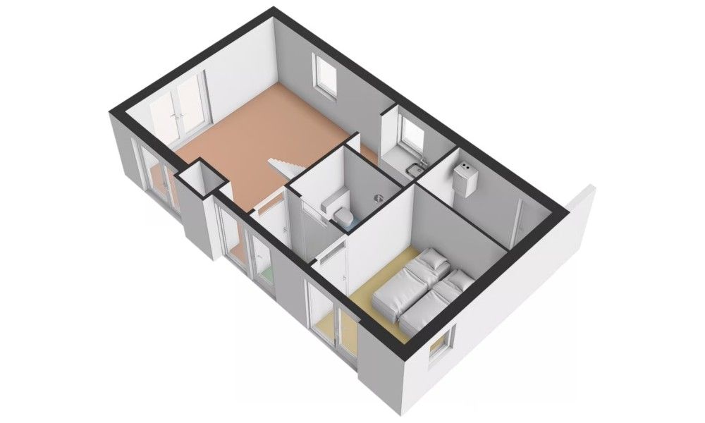 Plattegrond van TXL Huisje 299, een knus vakantiehuis in De Cocksdorp op Texel, Waddeneilanden, met moderne binnenruimte en comfortabele slaapkamer.