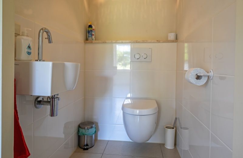 Compact toilet in Vakantiehuis Paal 86, De Cocksdorp, Texel met moderne voorzieningen.