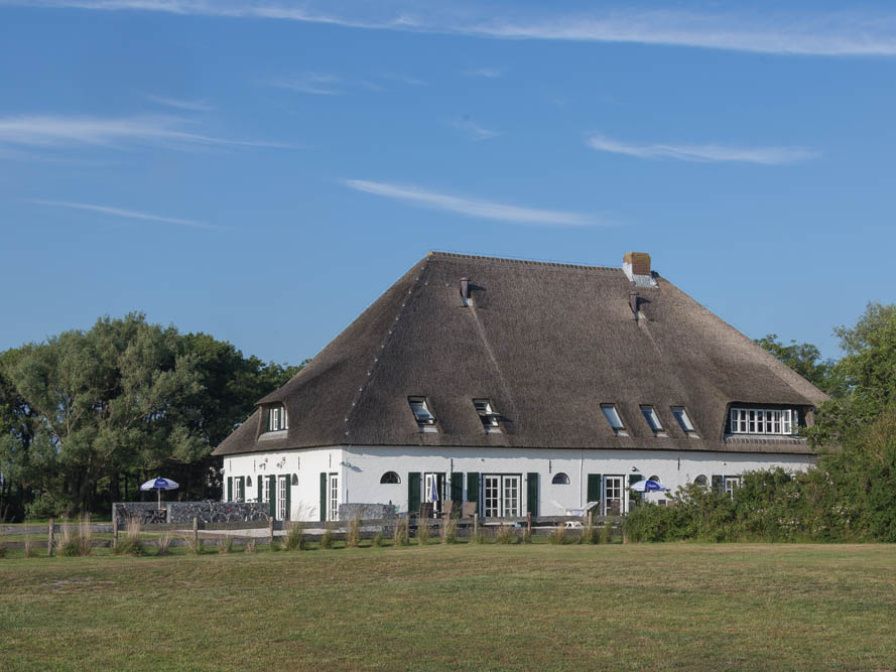 Charmant vakantiehuis Type W in De Cocksdorp, Texel met rieten dak en groene omgeving.