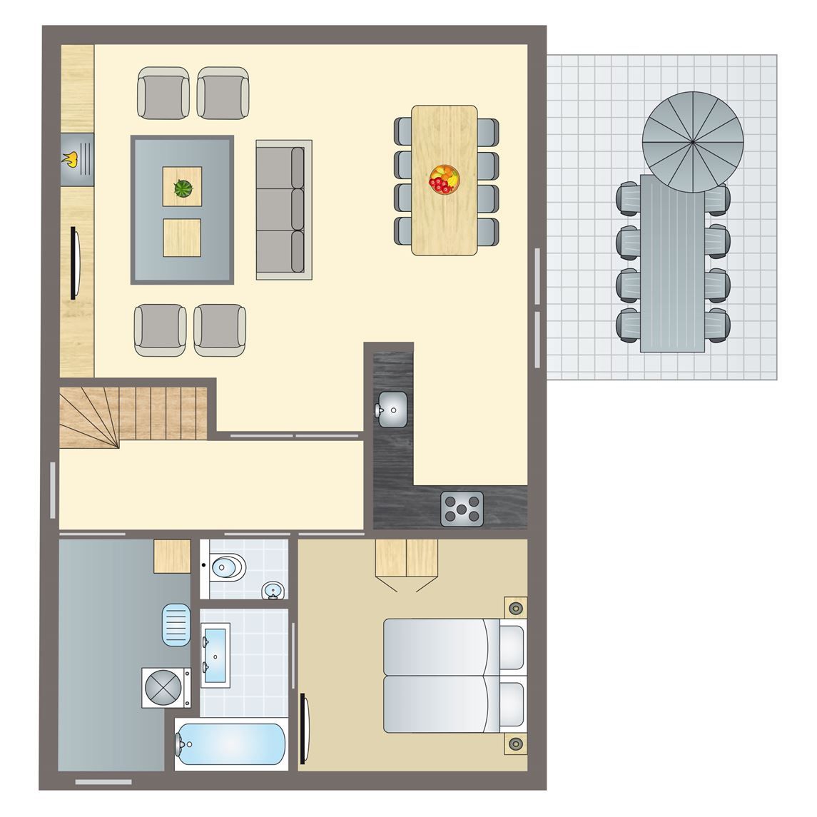 Karte von Sluftervallei 8-Personen-Bungalow 8L in De Cocksdorp, Texel. Geraeumige Einrichtung mit Terrasse und moderner Kueche.