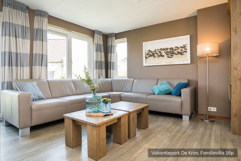 Stylish sitting area in Family Villa 16 persons, De Cocksdorp, Texel with lots of natural light.