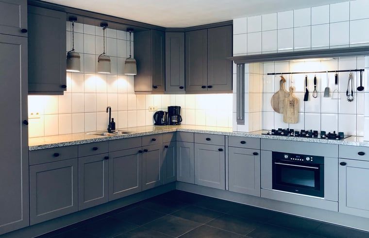 Moderne keuken in Vakantiehuis in De Cocksdorp, Texel voorzien van alle gemakken.