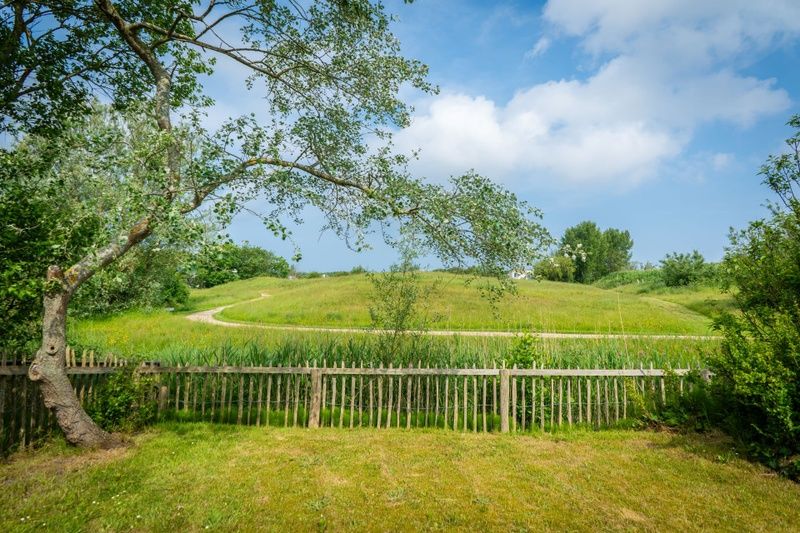 Rustgevend uitzicht vanaf Vakantiehuis D 473 in De Cocksdorp, Texel, omringd door groene natuur en een schilderachtig landschap.