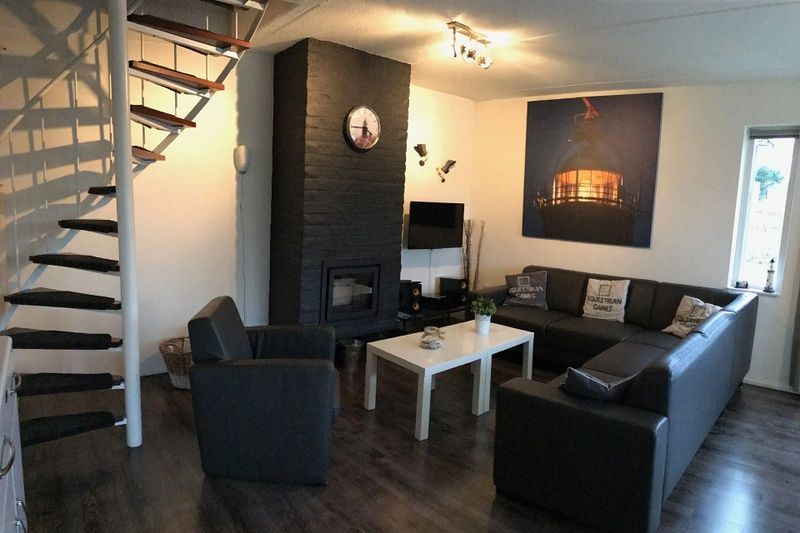Gezellige woonkamer in Vakantiehuis D 441, De Cocksdorp, Texel, met moderne inrichting en comfortabele zithoek.