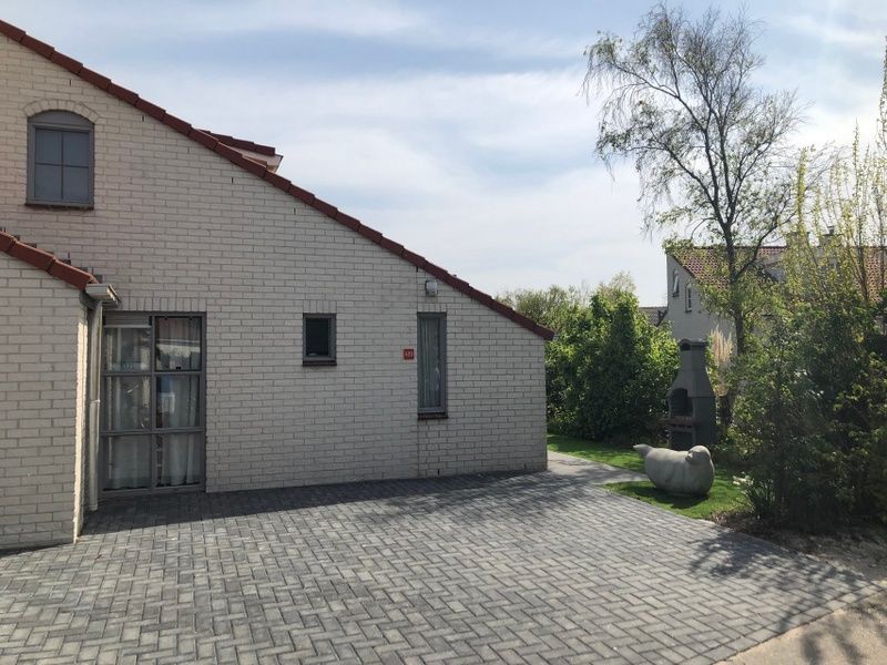 Das Ferienhaus D 439 in De Cocksdorp, Texel, bietet einen ruhigen Aussenbereich mit Terrasse und natuerlicher Umgebung auf den Watteninseln.