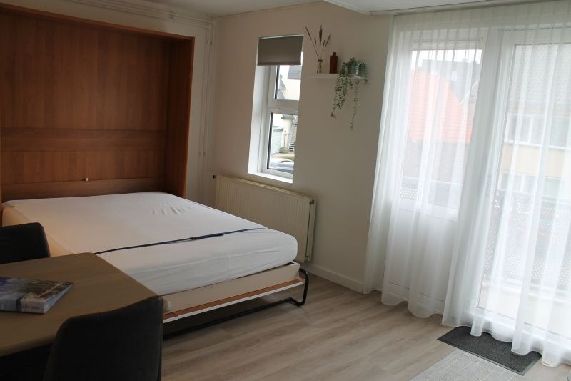 Slaapkamer van De Zeedistel - Appartement Zeedistel 16 in De Koog, Texel, met comfortabel bed en veel natuurlijk licht.