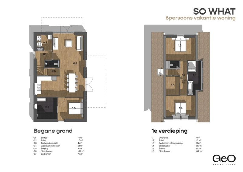 Karte von Villa 25b, Ferienhaus in De Koog, Texel mit Raumaufteilung auf den Watteninseln.