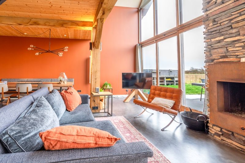 Villa 191 with Hot tub in De Koog, Texel, features a bright living room with garden views.