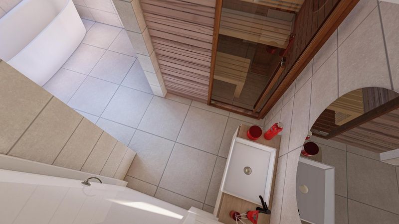 Wellness-Bad mit Sauna in der Duinvilla Wellness 6, De Koog, Texel, fuer ultimative Entspannung.