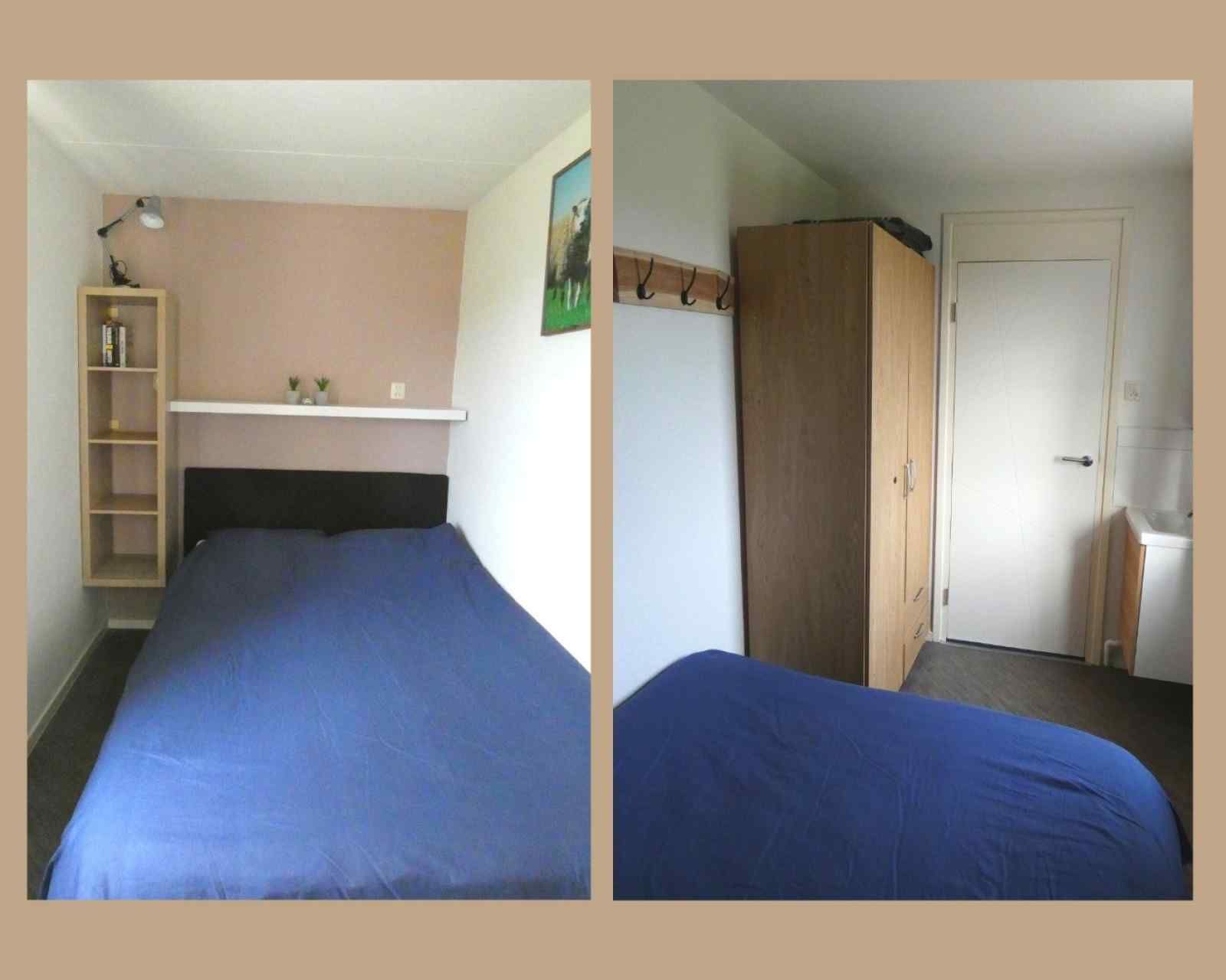 Slaapkamer met tweepersoonsbed in NH198 vakantiehuis Den Burg Texel.