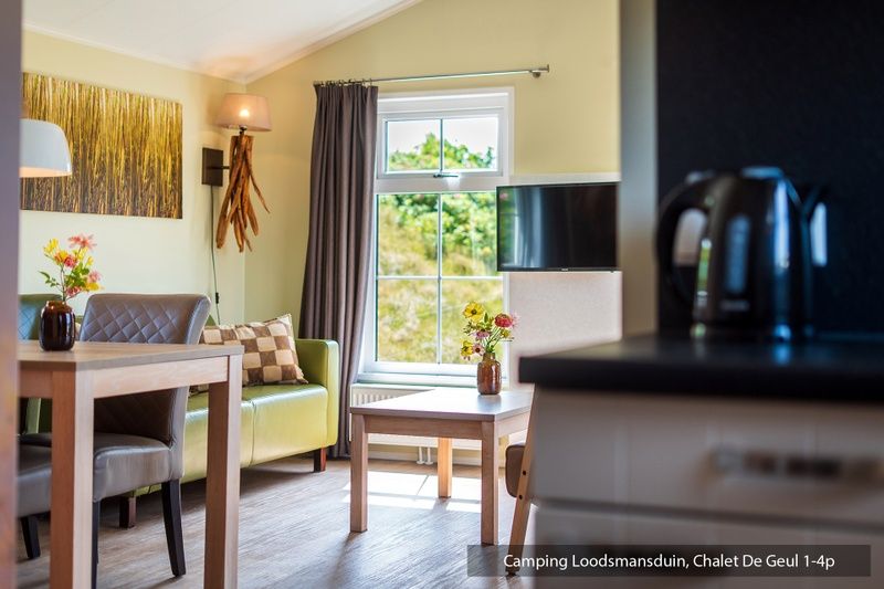 Modern bathroom in Chalet Geul 4p, Den Hoorn Texel, with shower and sauna for ultimate comfort.