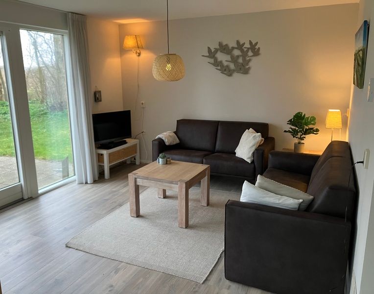 Stylish living room of Type I - No. 89 Lark, vacation home in Oosterend, Texel, with comfortable seating area.