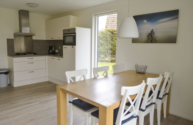 Modern kitchen in Type I - No. 89 Lark, vacation home in Oosterend, Texel, with dining area and lots of natural light.