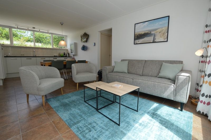 Gezellige zithoek in Vakantiehuis de Parel 182, De Dennen, Texel met moderne inrichting.