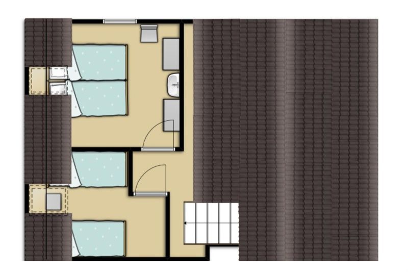 Grundriss des Ferienhauses Gortersmient 234, Texel, Waddeninseln.