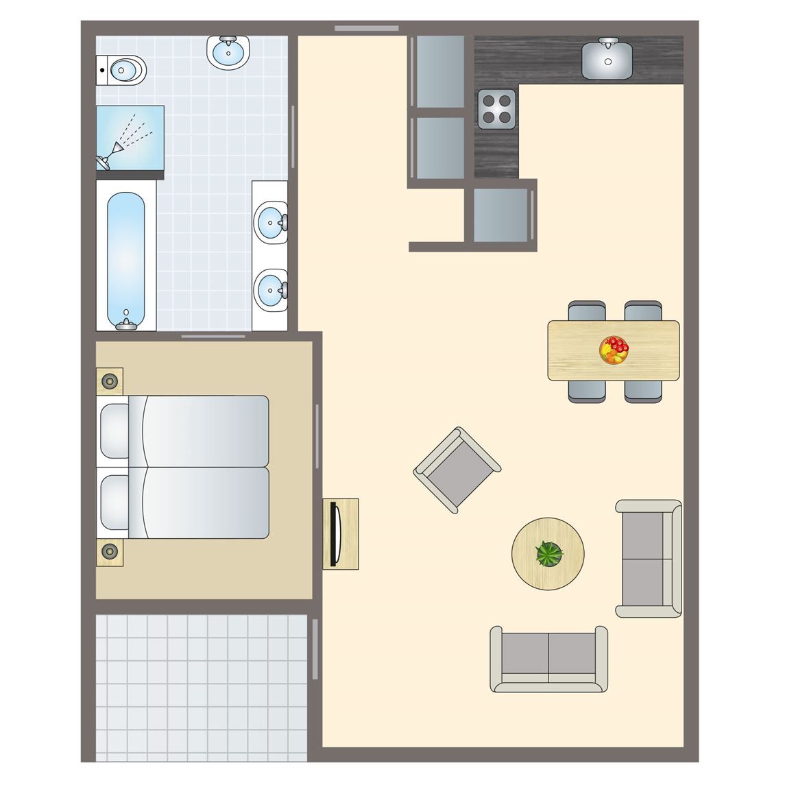 Cozy living room in Ameland State apartment in Nes, Ameland, overlooking the Wadden Islands.