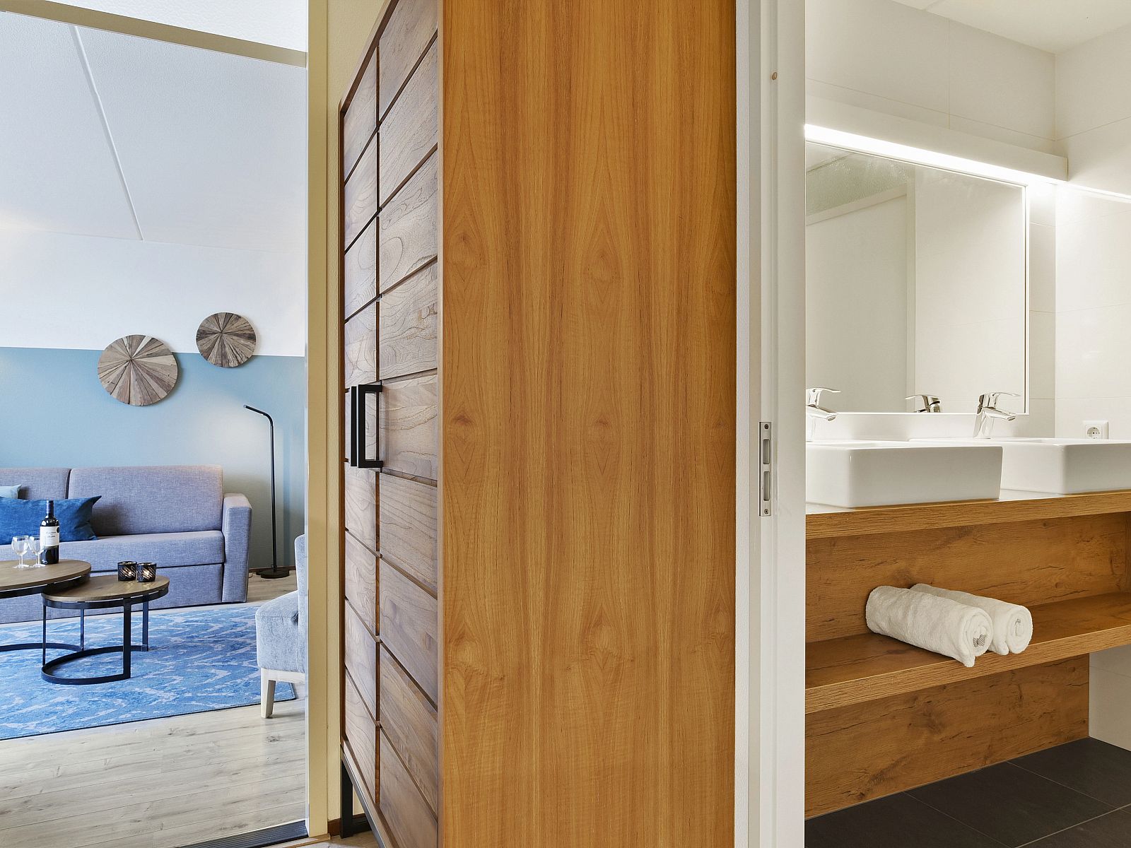 Comfortable bedroom in Ameland State apartment, Nes, Ameland, with double bed.