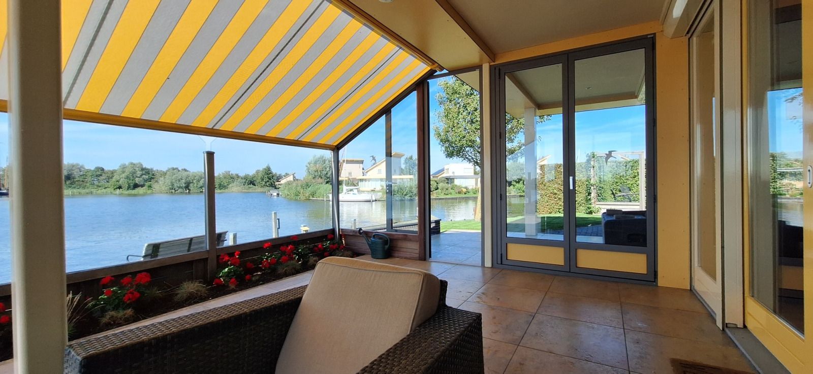 Bedroom with sliding door closet in vacation home FR518, Koudum, Frisian Lakes.