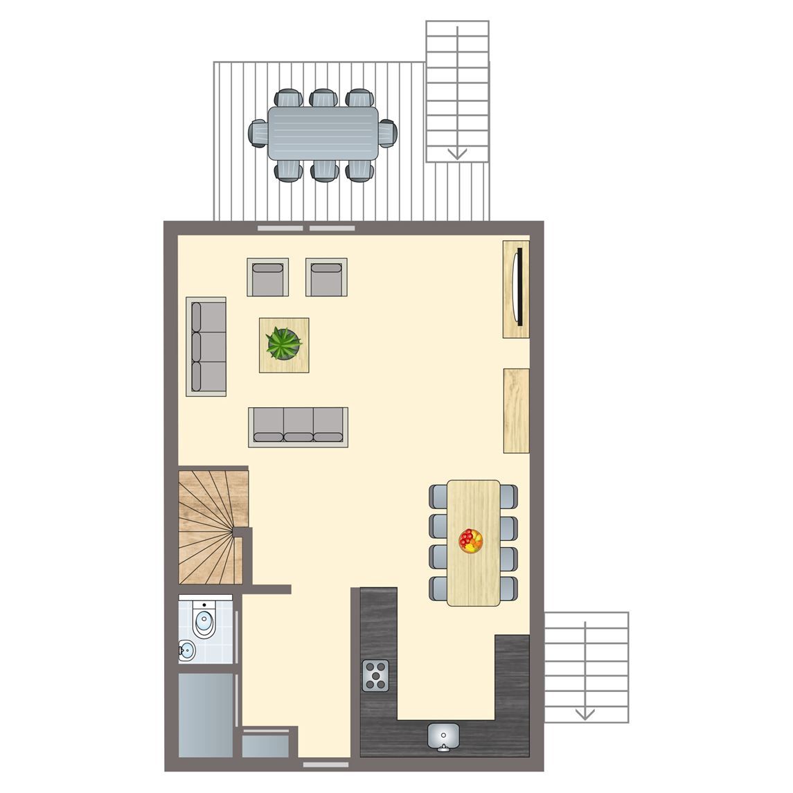 Wasserpark Sneekermeer 8-Personen-Wohnung mit Blick auf das Wasser in Terherne, Friesische Seen.