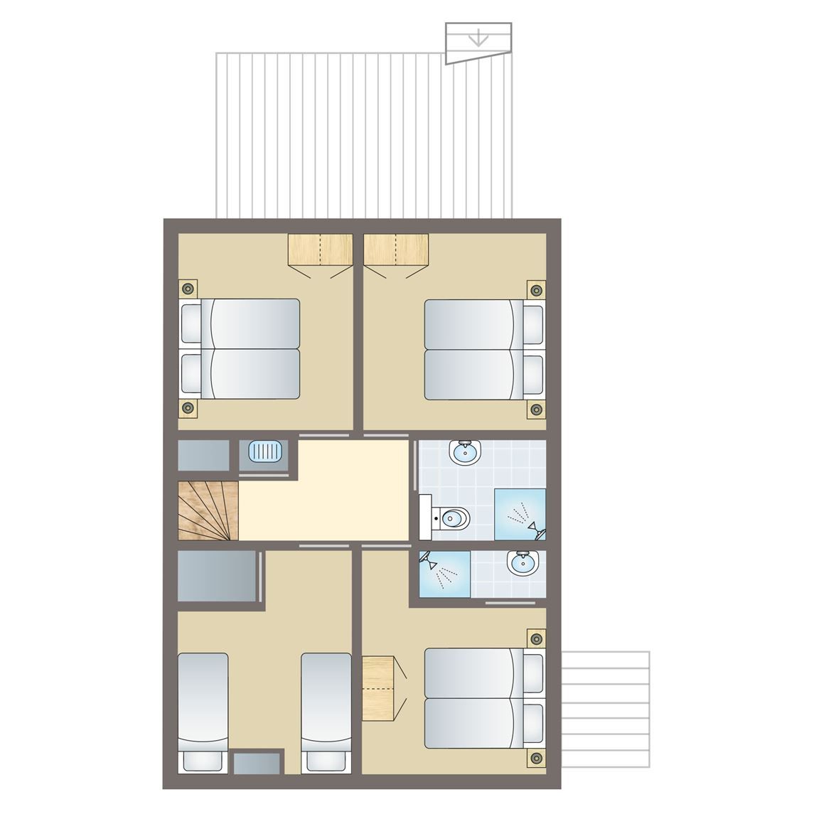 Modernes Wohnzimmer im Ferienhaus Waterpark Sneekermeer in Terherne, Friesische Seen.