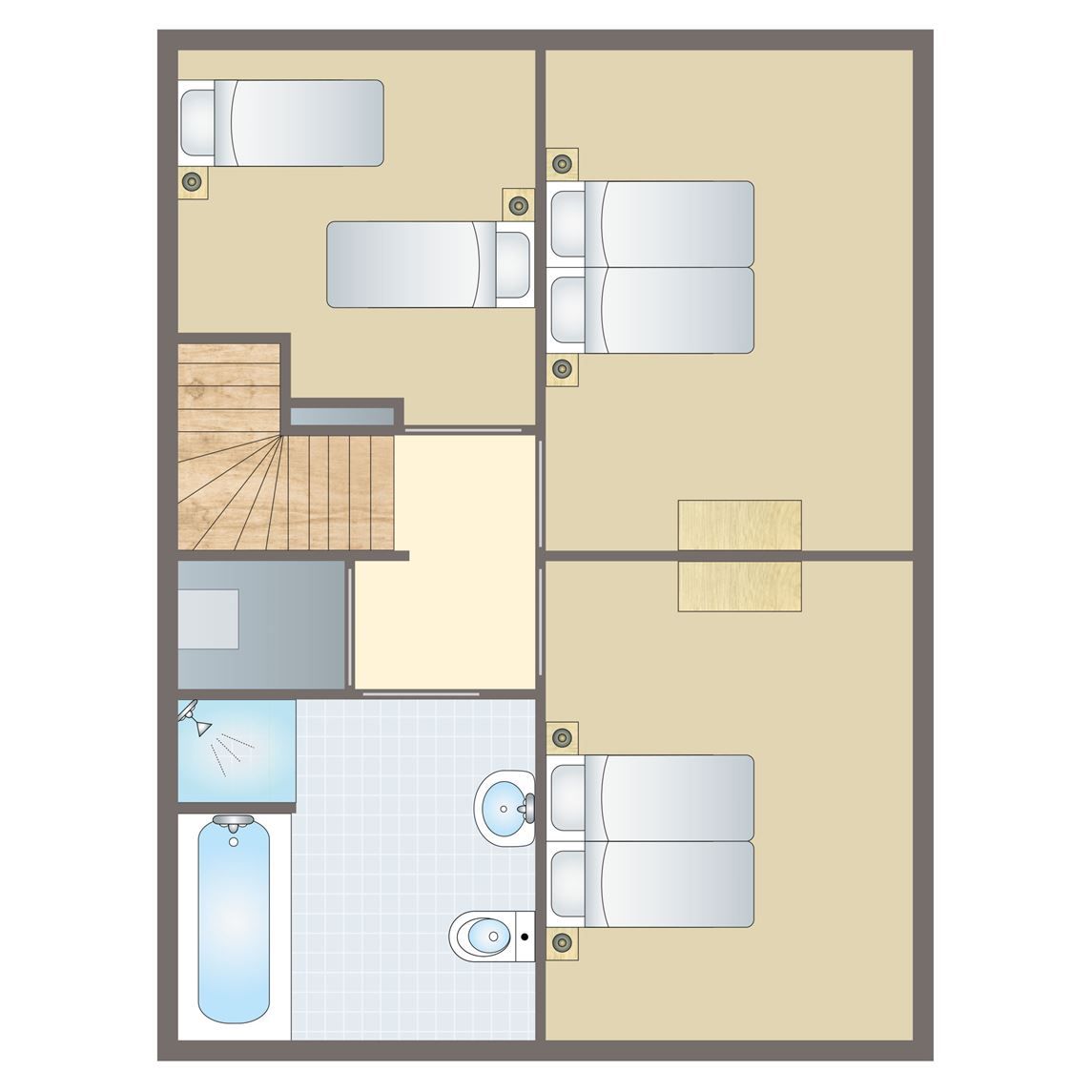 Stilvolles Wohnzimmer der Esonstad Maisonnette in Anjum, mit modernen Moebeln und viel natuerlichem Licht.
