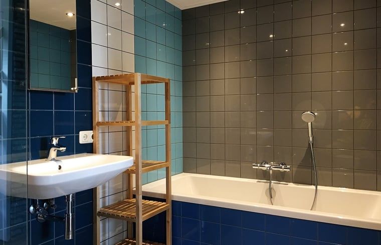 Luxurioeses Badezimmer mit Badewanne in Cottage in Kollumerpomp, Ferienhaus in Lauwersmeer.