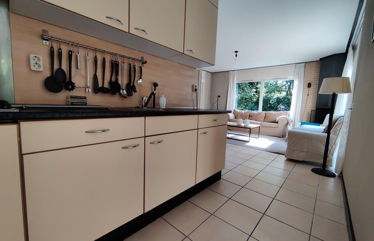 Keuken en woonkamer in Vakantiehuis in Spier, een harmonieus interieur in Midden Drenthe.