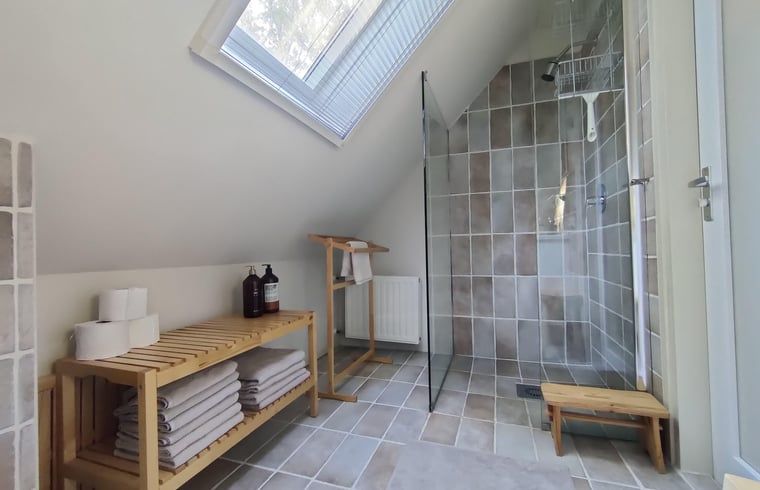 Moderne doucheruimte in Vakantiehuis in Spier, perfect voor ontspanning in Midden Drenthe.