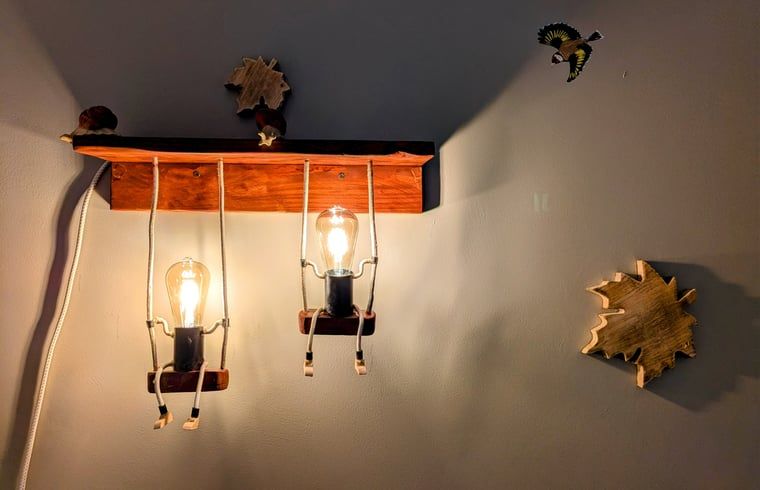 Unieke verlichting in Vakantiehuis in Westerbork, met een natuurlijk thema, gelegen in Midden Drenthe, Drenthe.