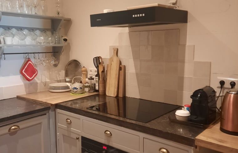 Gemuetliche Kuechenzeile in Cottage in Eesergroen, Ferienhaus in Zentral-Drenthe mit Landhausstil.