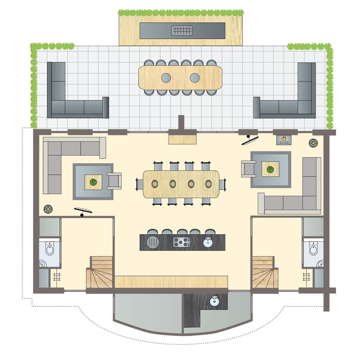 Gezellige keuken in Hof van Saksen 12-persoons Culinaire boerderij in Nooitgedacht, Drenthe met moderne inrichting.