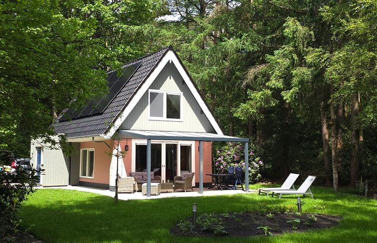 Cottage in Norg, ein charmantes Ferienhaus in Nord-Drenthe, umgeben von gruener Natur und mit einer einladenden Terrasse.