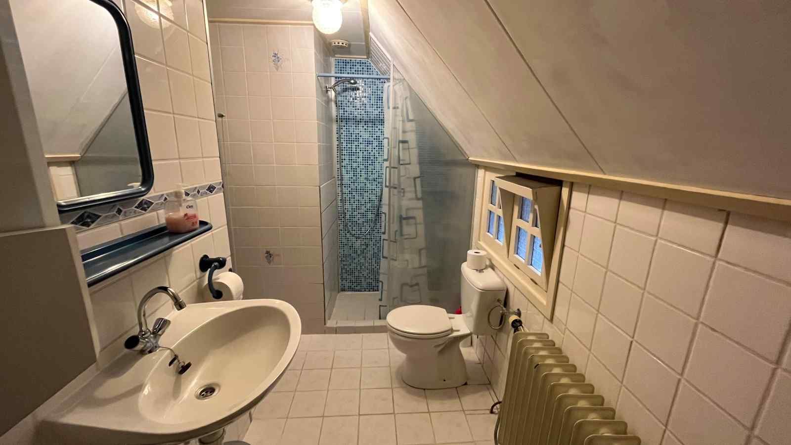 Draufsicht auf DG1404 Ferienhaus in Norg, Nord-Drenthe mit Terrasse und Waldumgebung.