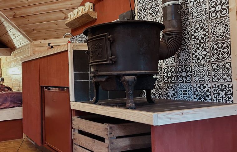Authentic wood stove in Cottage in Drouwenerveen, vacation accommodation in North Drenthe, Drenthe.