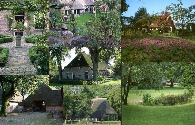 Vakantiehuis in Aalden, collage van sfeervolle tuinen en huisjes in Zuidoost Drenthe, Drenthe.