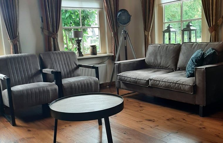 Vakantiehuis in Aalden, comfortabele woonkamer met moderne meubels in Zuidoost Drenthe, Drenthe.
