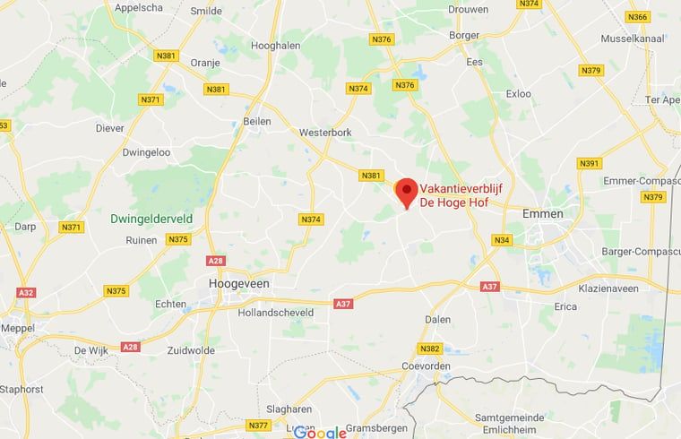 Vakantiehuis in Aalden, kaart met locatie van vakantiehuis in Zuidoost Drenthe, Drenthe.