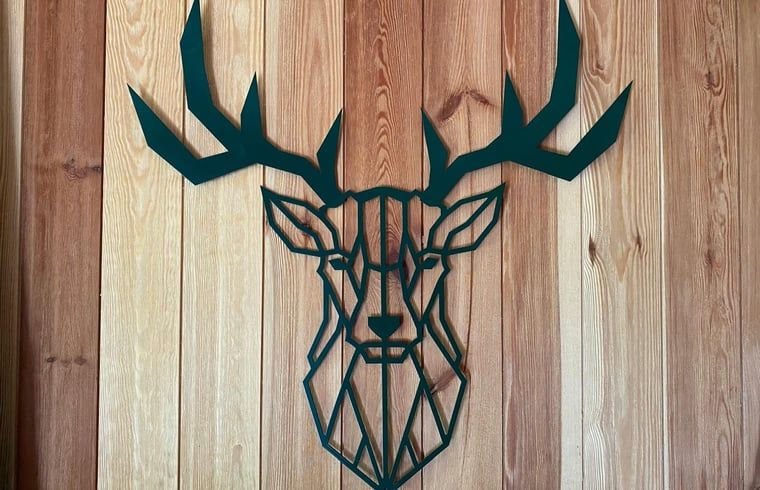 Stylish deer decoration on the wall in Holiday home in Dalerveen, Southeast Drenthe.