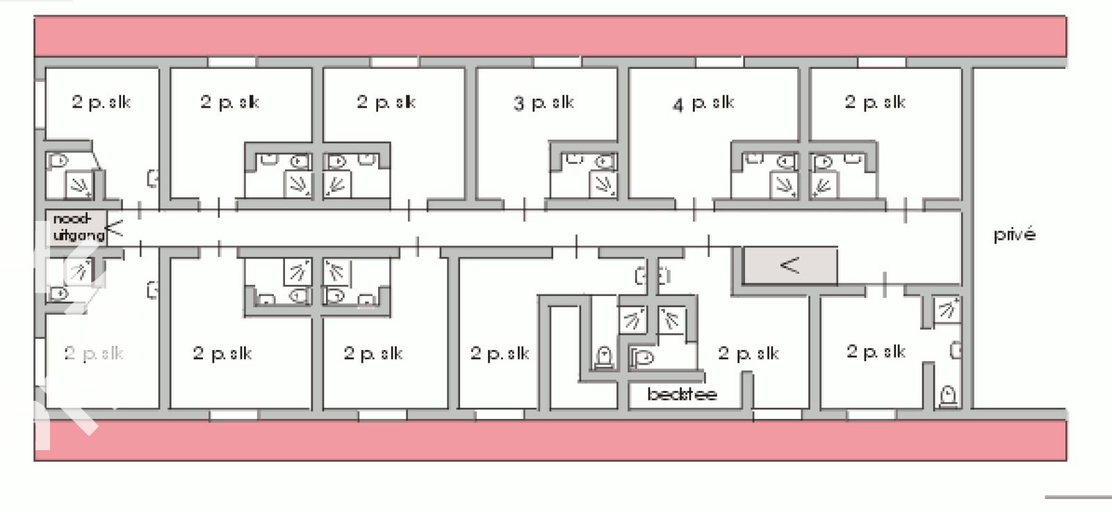 Praktisches Badezimmer mit Toilette und Waschbecken im Ferienhaus DG184 Diever Drenthe.