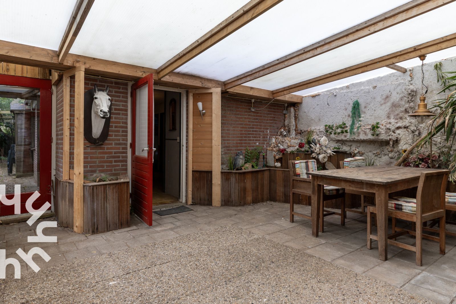 Ueberdachter Grillplatz im Ferienhaus DG184 in Diever Suedwest-Drenthe.