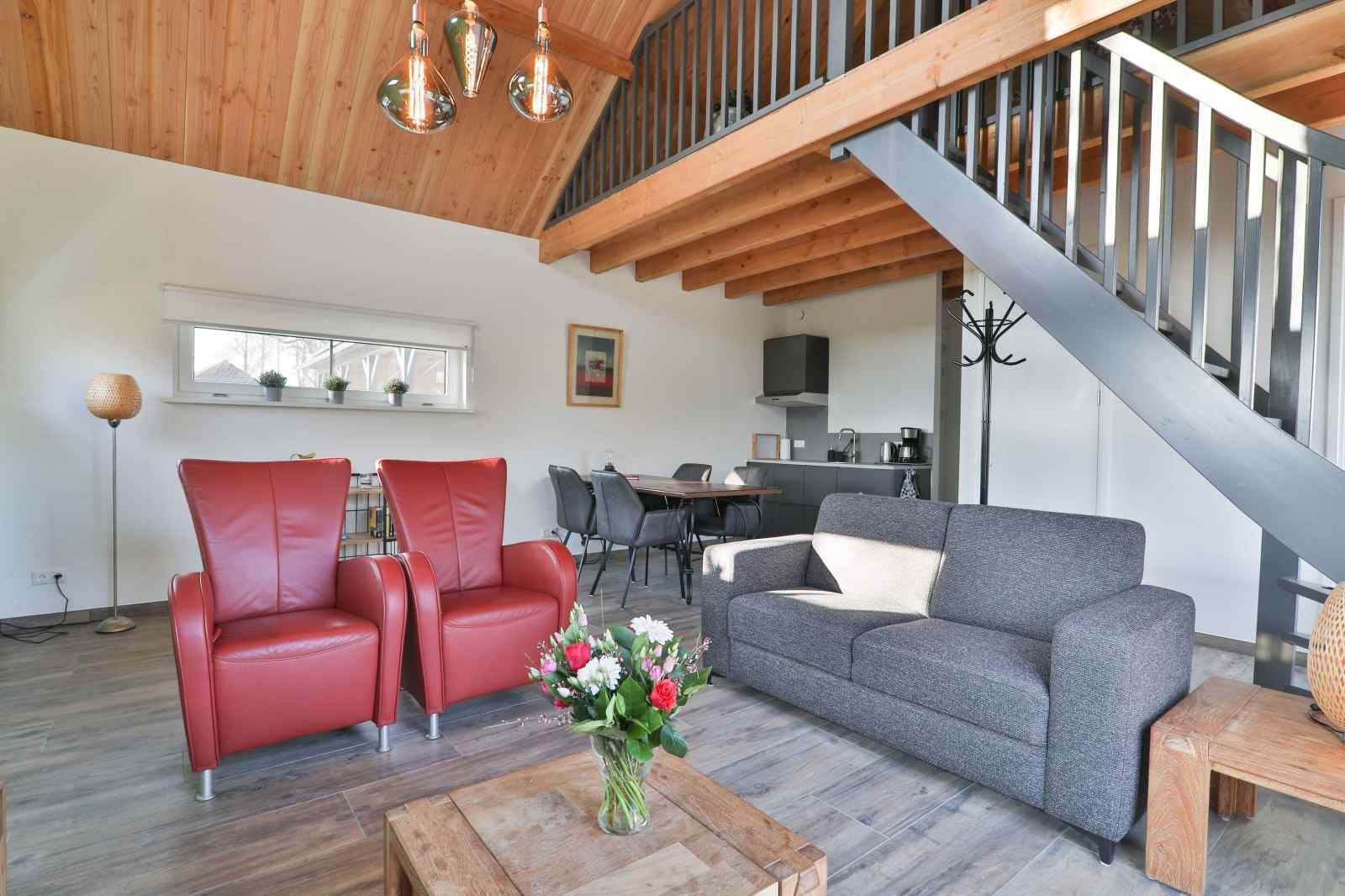 Large windows in DG1415, vacation home in Zuidwolde, overlooking nature.