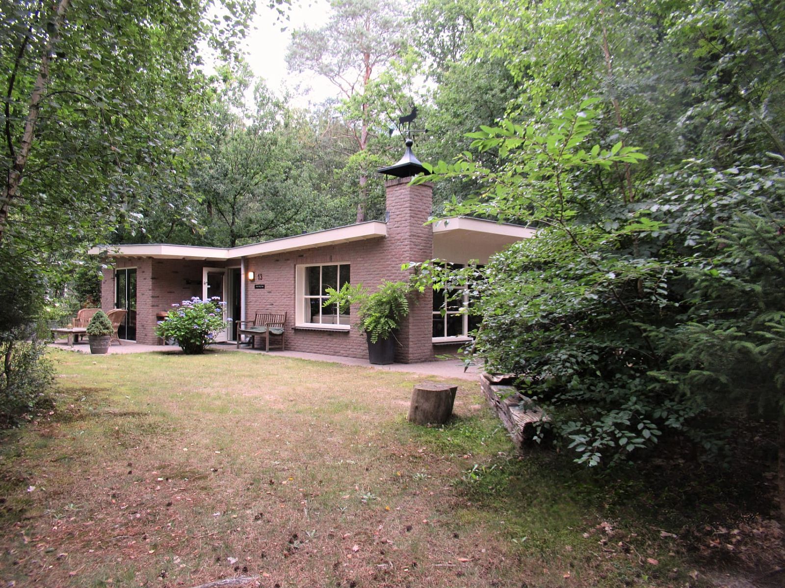 Bungalow Polaris in Dwingeloo, Drenthe, bietet einen ruhigen Urlaub inmitten ueppiger Natur und einer friedlichen Waldumgebung.