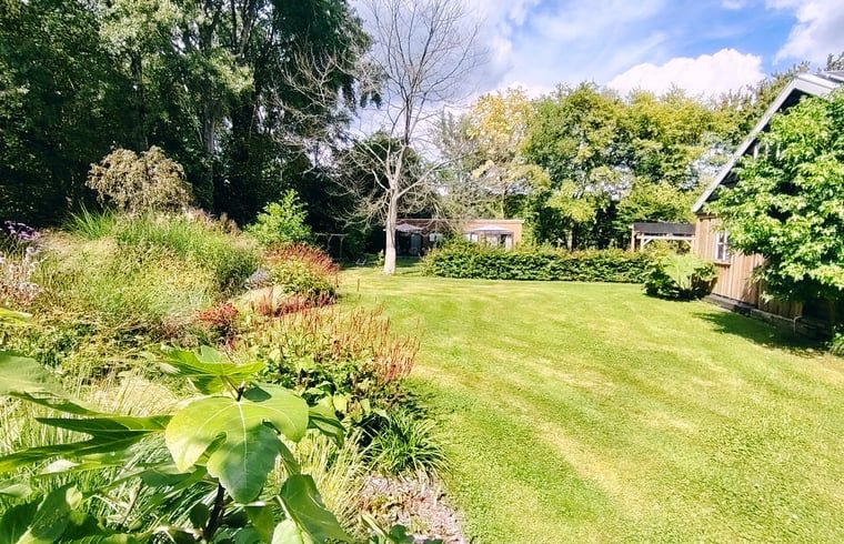 Bloeiperiode in de tuin van Huisje in Elim, vakantiehuis in Elim, Zuidwest Drenthe, met kleurrijke bloemen.