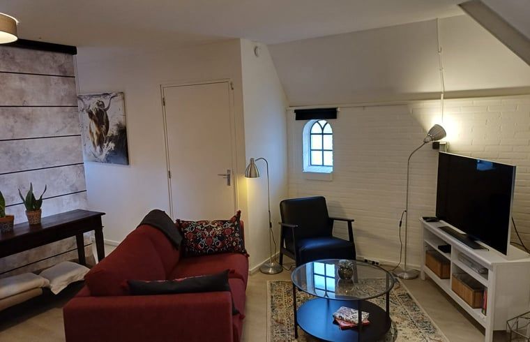 Gezellige woonkamer van Huisje in Veeningen, vakantiehuis in Zuidwest Drenthe.