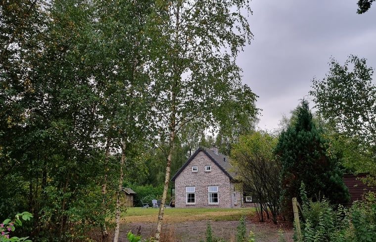 Ferienhaus in Oude Willem, umgeben von Baeumen im ruhigen Suedwesten von Drenthe, ideal fuer einen erholsamen Aufenthalt.