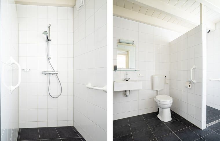 Helles Schlafzimmer mit Kunstwerken im Ferienhaus in Oude Willem, Suedwest-Drenthe, fuer einen stilvollen Aufenthalt.