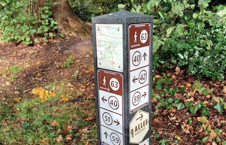 Wandelroutepaal nabij Vakantiehuisje in Hollandscheveld, Zuidwest Drenthe, Drenthe.