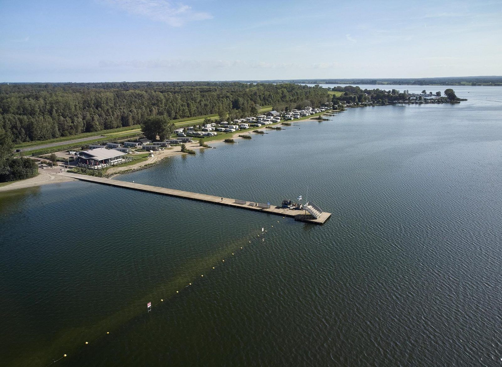 Panoramic view of the coastline at Safari Tent Wood, Biddinghuizen, with beautiful nature in Flevoland.